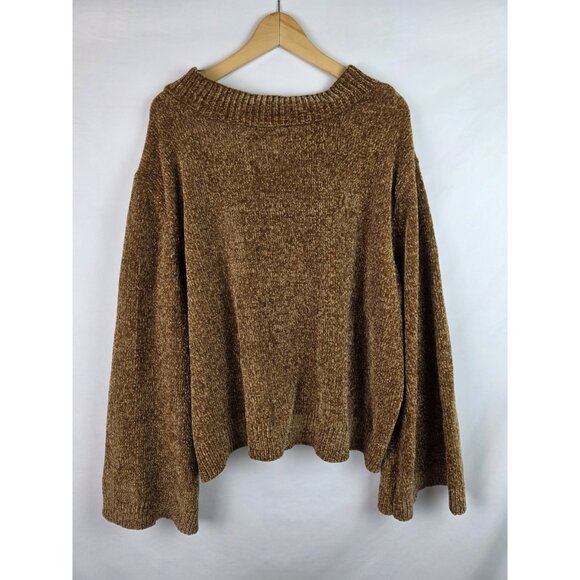 Wrangler Retro Womens Sweater Size XXL Brown Oversized Cropped Flared Sleeves - Picture 10 of 11